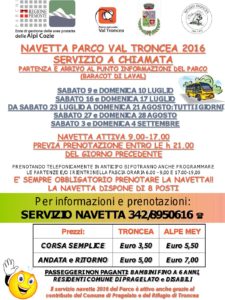 Locandina Navetta Val Troncea  2016